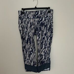 Navy and White Abstract Capri Leggings